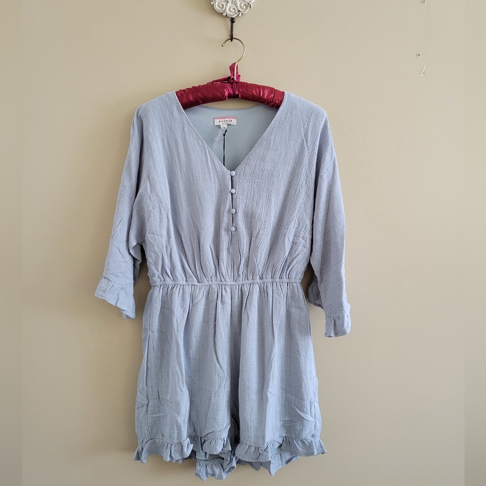 Andree by Unit | Pale Blue Romper Jumper Shorts Ruffle Flowy Boho NEW